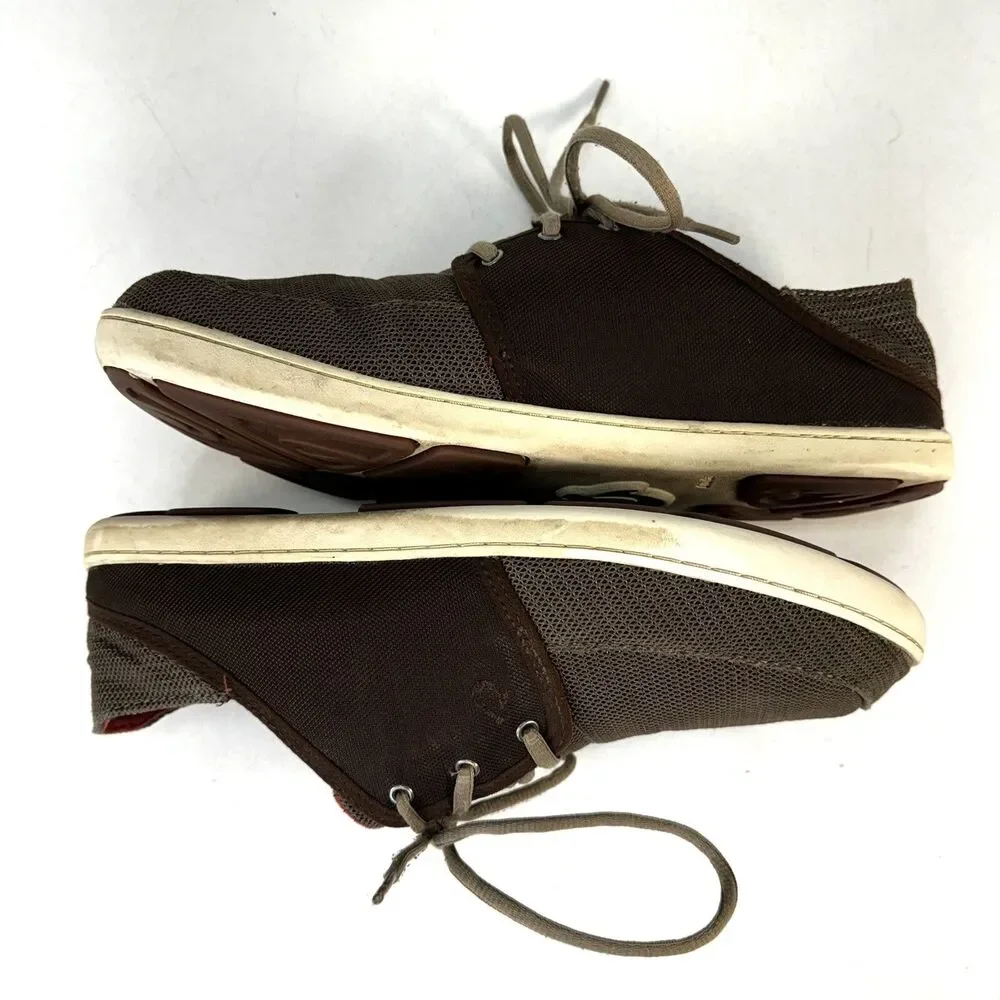 OluKai Nohea Moku Shoes Mens Size 9.5 Brown Tan Slip Lace Up Low Top Casual